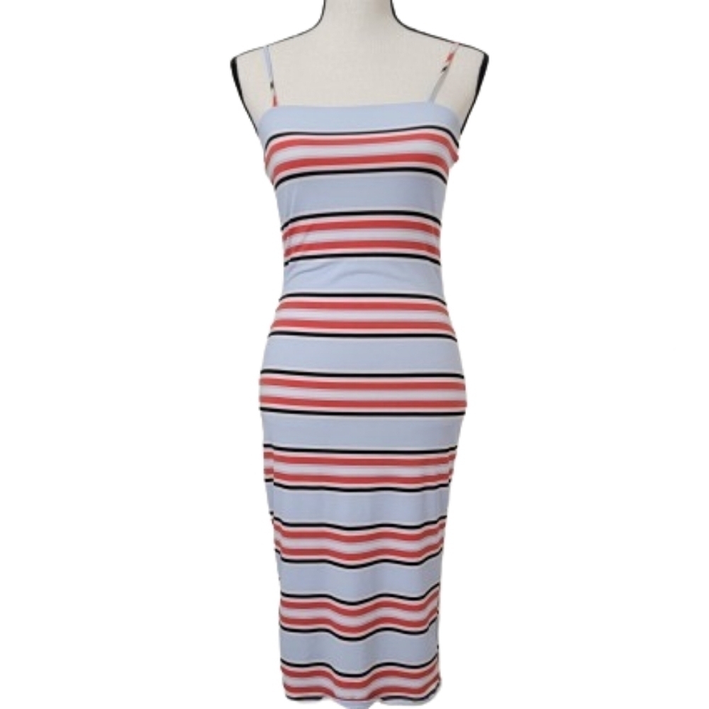 Olive Tree, Size Unknown, Striped Bodycon Halter Dress, Midi to Maxi Length